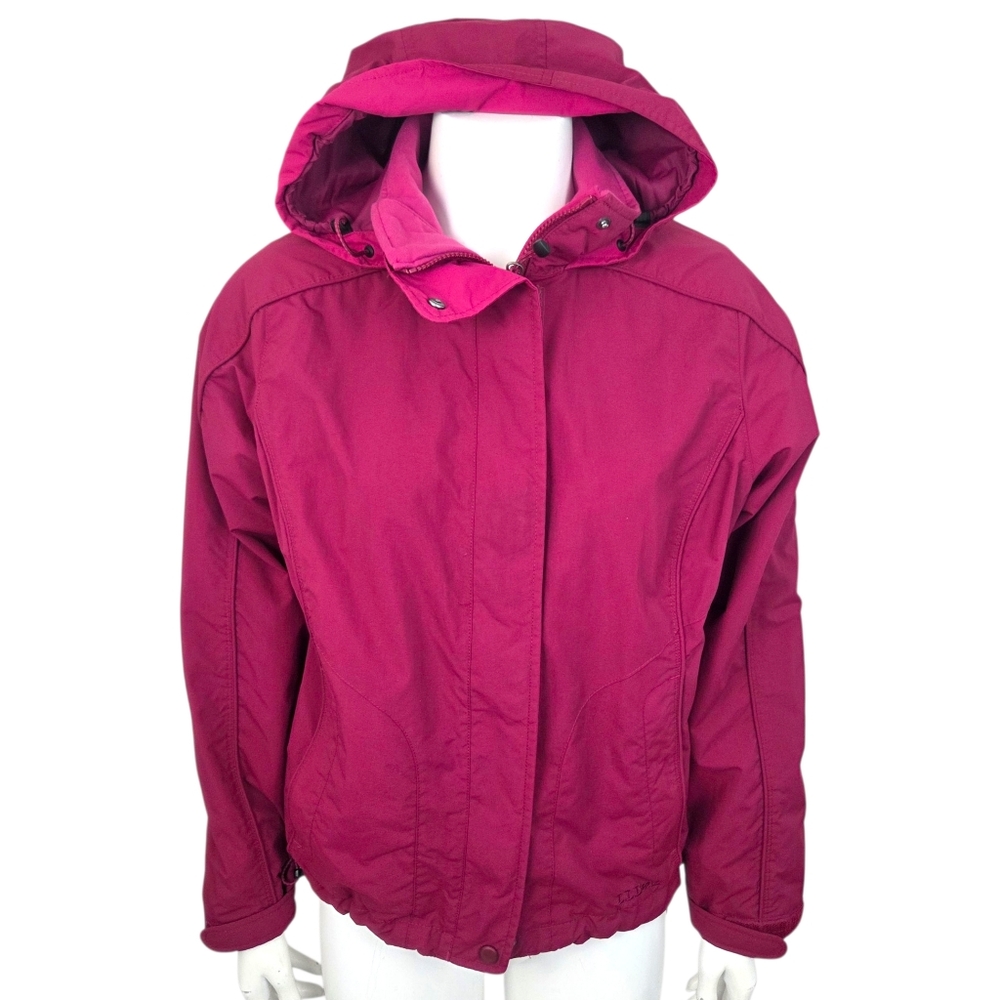 L.L. Bean Windbreaker Jacket Coat Hooded Womens XS Pink Lightweight